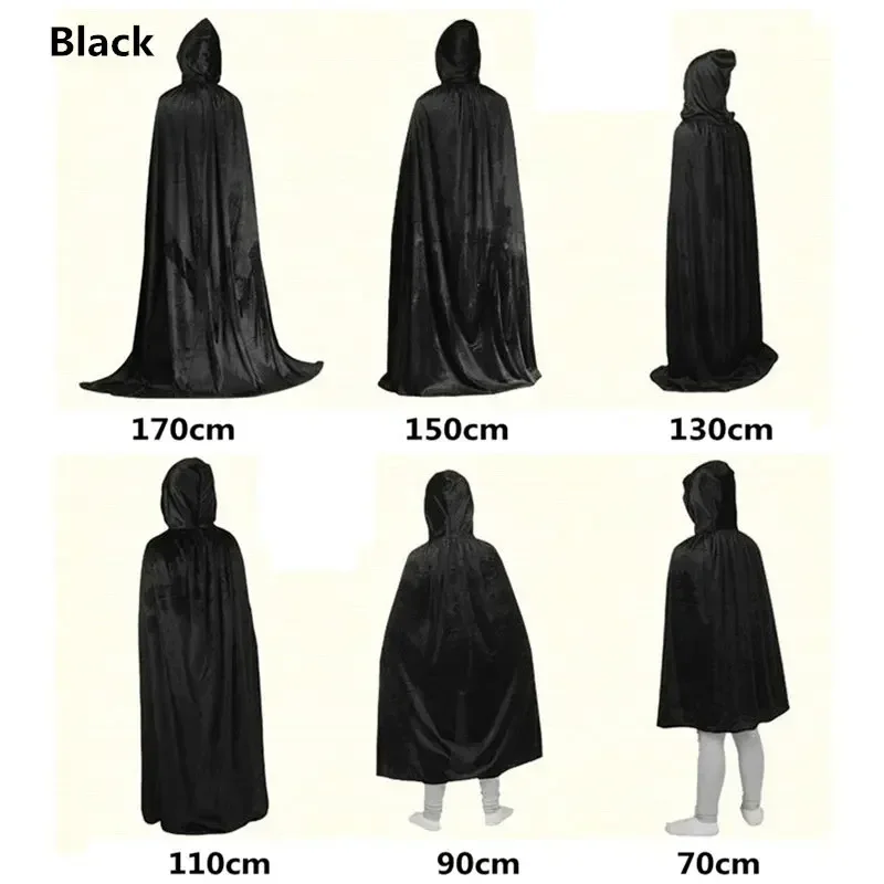 Capes d'Halloween à Capuche pour Adulte et Enfant, Costumes de Cosplay Long Everaks, Rouge, Noir, Violet, Vert, Faucheuse Grim, pour Femme et Homme