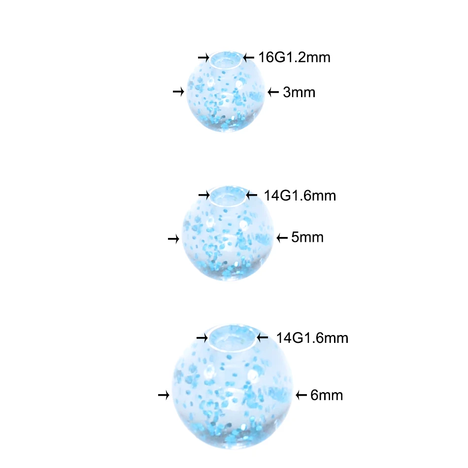 Bola de repuesto acrílica luminosa colorida para Piercing de ceja, Piercing de oreja y vientre, 3mm, 5mm, 6mm, Sexy, venta al por mayor