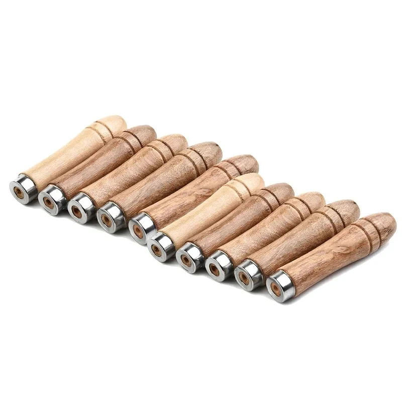 Promotion: 9cm Solid Wood File Grips 10 Pack Reinforced Metal Ferrule Replacement Handle for Wood Rasp Polishing Tools