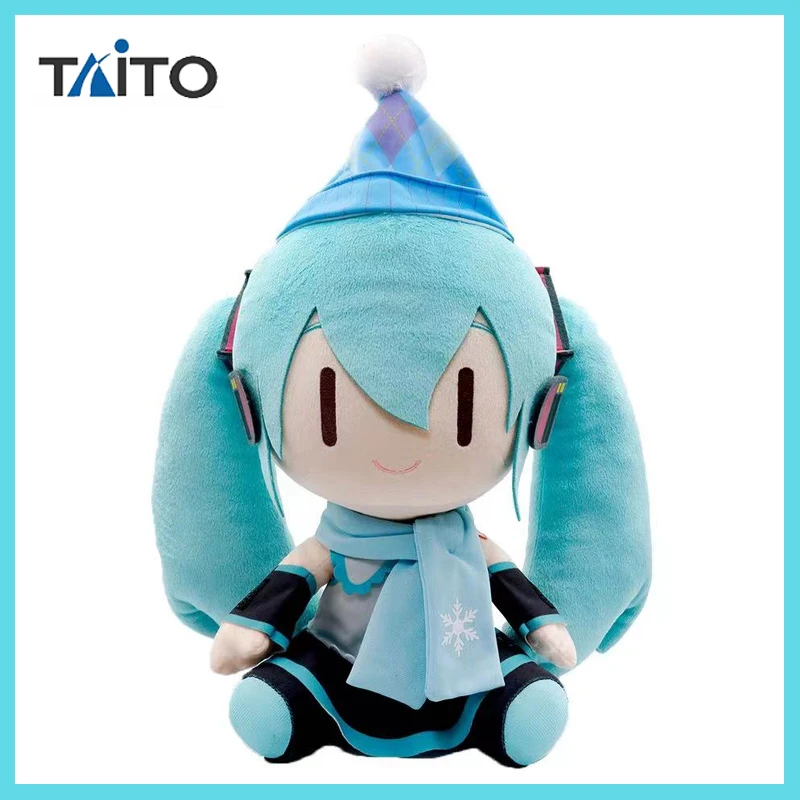 

Original TAITO Hatsune Miku Plush Dolls Miku Winter Hat and Scarf 30Cm Miku Fufu Anime Figurine Plush Toys for Kids Gift