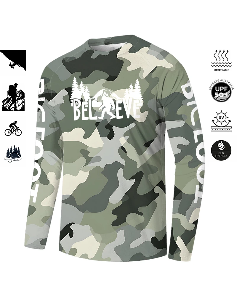 

BIGFOOT Men's Jogging Clothes Sun Long-sleeved Shirt Camouflage Breathable Sports Fishing Clothing Moisture-wicking Breathable