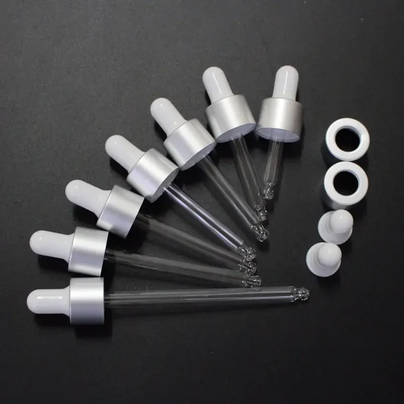 

100pcs/lot Matte Silver Cap Aluminum Dropper Lid with Latex Head,Match 5ml\10ml\15ml\20ml\30ml\50ml\100ml Essential Oil Bottle