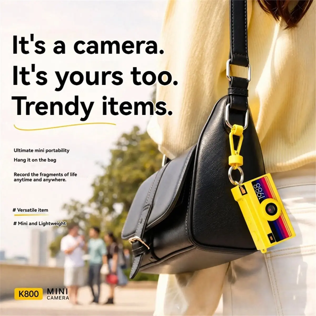 K800 Thumb Digital Camera 12MP 1080P Touch Screen Keychain Camera Portable Pocket Camcorder Video Recorder with Flash A