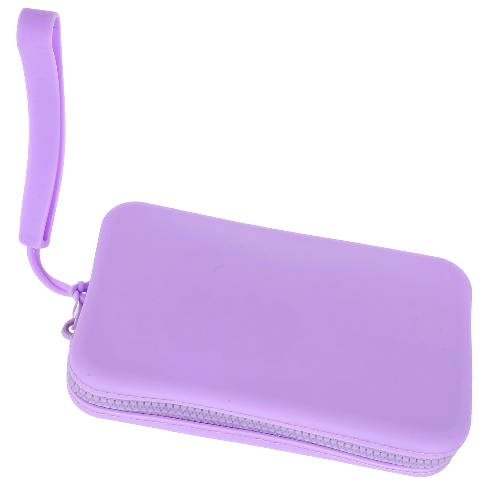 

Silicone Makeup Bag Small Waterproof Portable Rectangular Pouch Zipper Closure Travel Toiletry Organizer Purple Wallet
