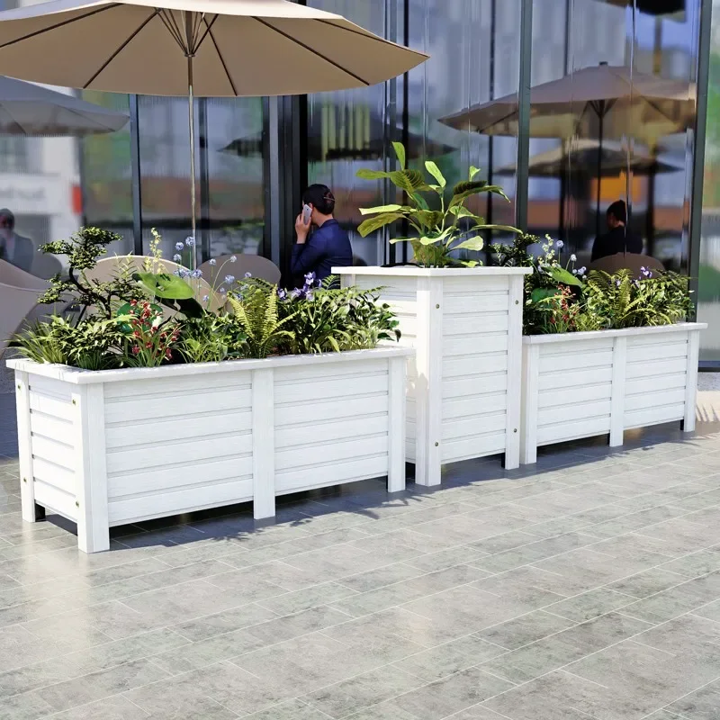 Resin Flower Pot Thickened Durable Resin Flower Box Plastic Wood Commercial Partition Flower Box Outdoor Courtyard