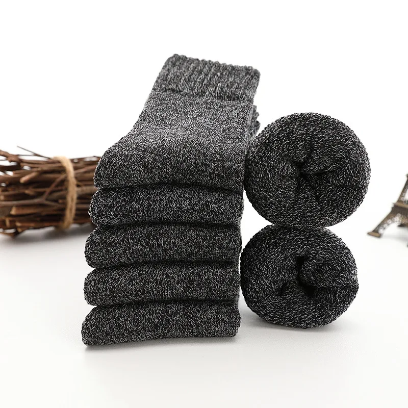 Men Wool Socks Super Thick Thermal Hiking Winter Warm Boot Heavy Soft Cozy Fashion Black Socks for Winter Cold Weather