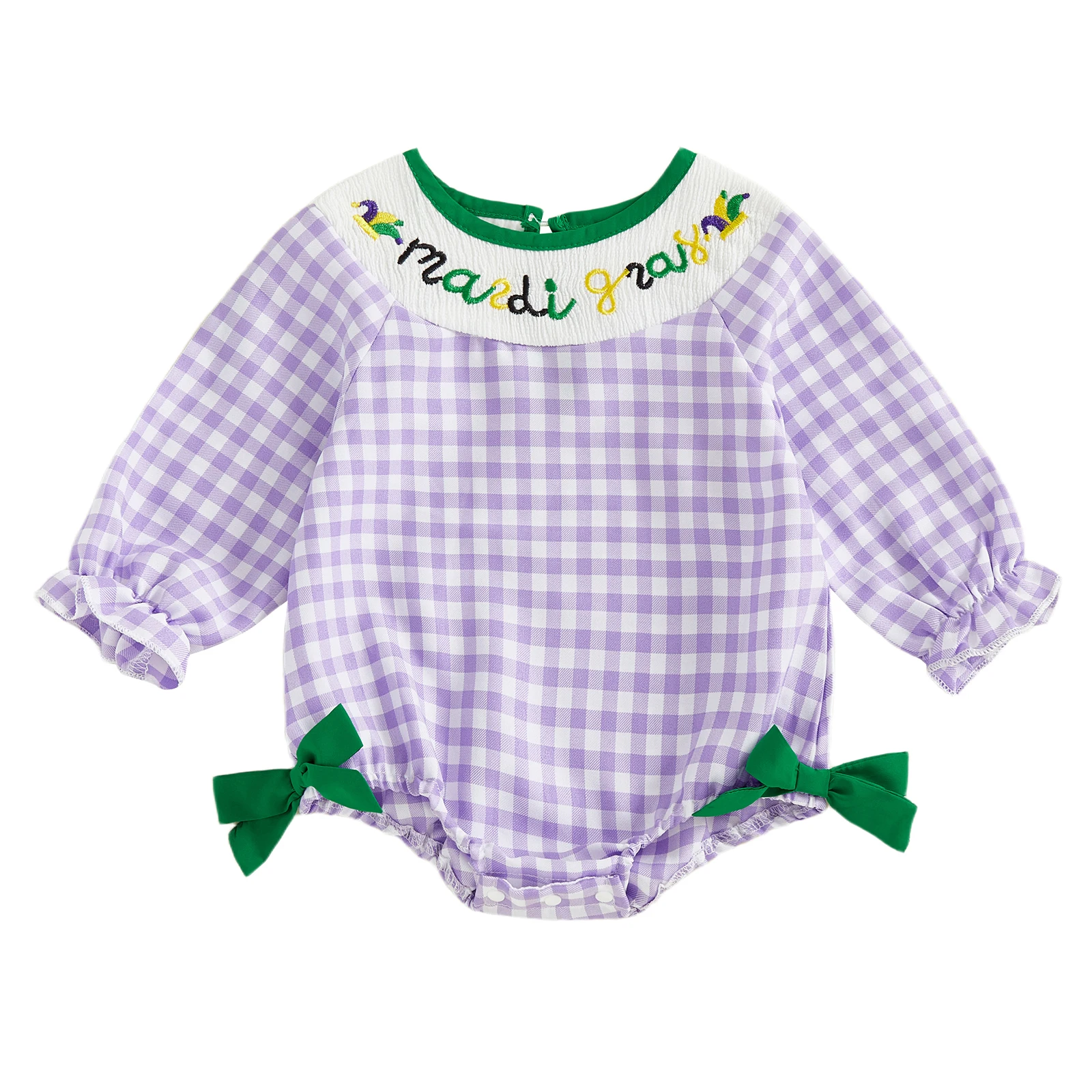 بدلة قفز للفتيات الصغيرات بأكمام طويلة ورقبة دائرية وأقواس جانبية وموضوع كرنفال - ملابس رائعة لـ #4