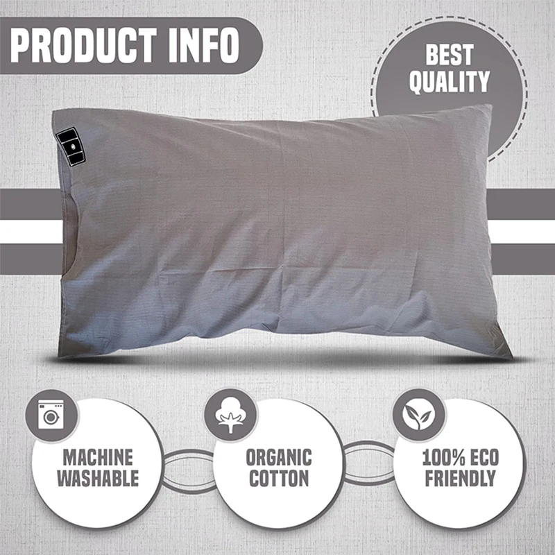 1PCS Grounding Pillowcase Earthing Pillowcase with Cord 95% Cotton And 5% Soft Silver Thread for Healing Sleep Nature Wellness