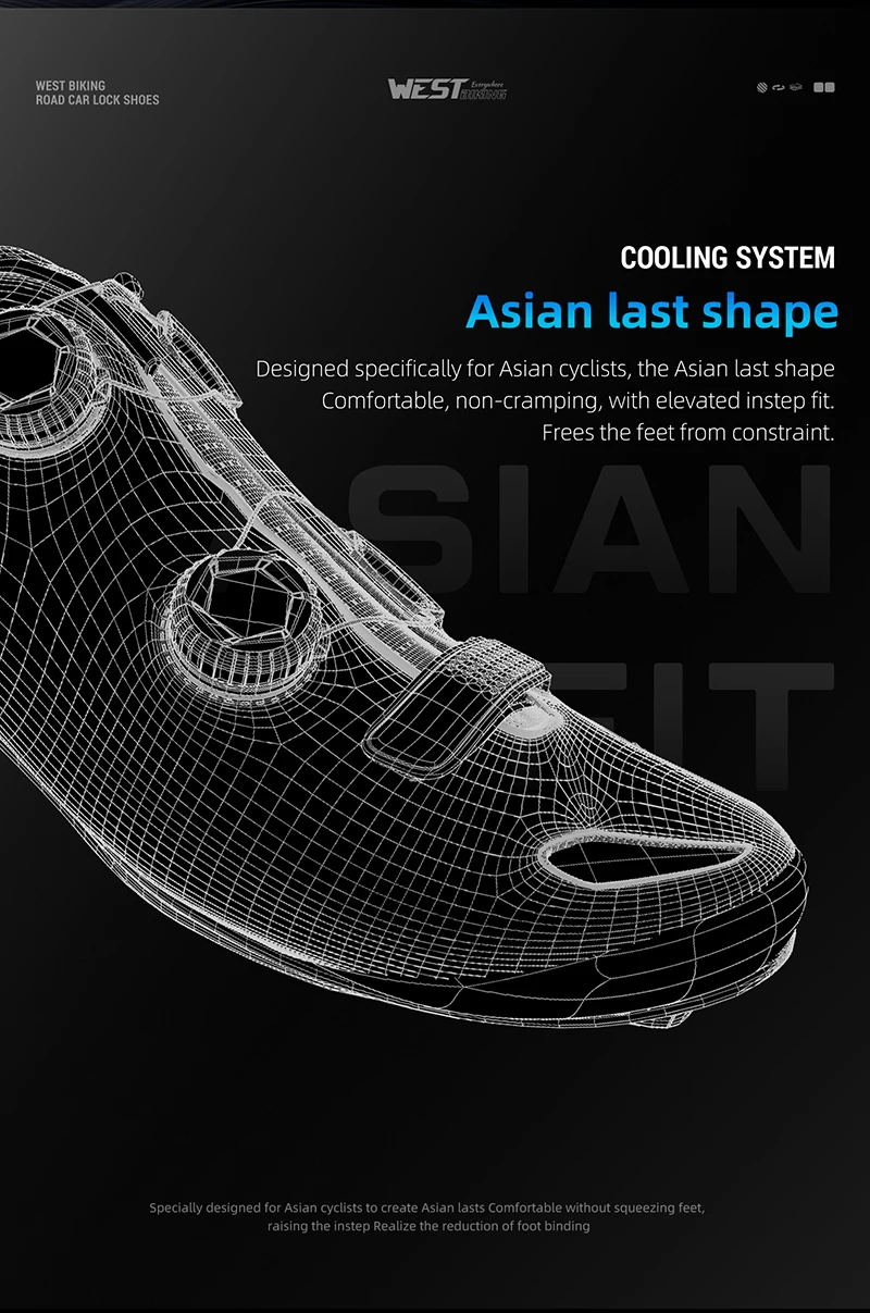 WEST BIKING Rennradschuhe für Herren, Carbonfaser-Sohle, selbstsichernde Fahrradschuhe, Dual-Drehknopf, atmungsaktive Rennsneaker, Fußbekleidung – Detail 9