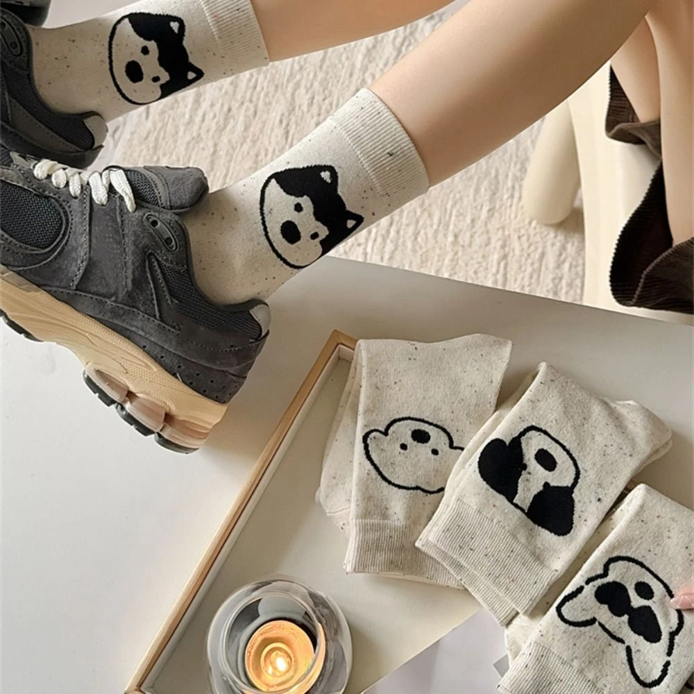 

Comfortable Cute Cartoon Dog Short Socks Biggar Bear Cotton Tube Socks Hosiery Breathable Women Mid-calf Socks Winter