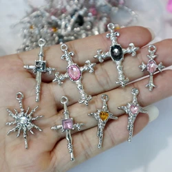 10pcs Creative 3D Irregular Cross Metal Pendant Shining Fashion Alloy Charms DIY Necklace Bracelet Earrings Keychain Accessory