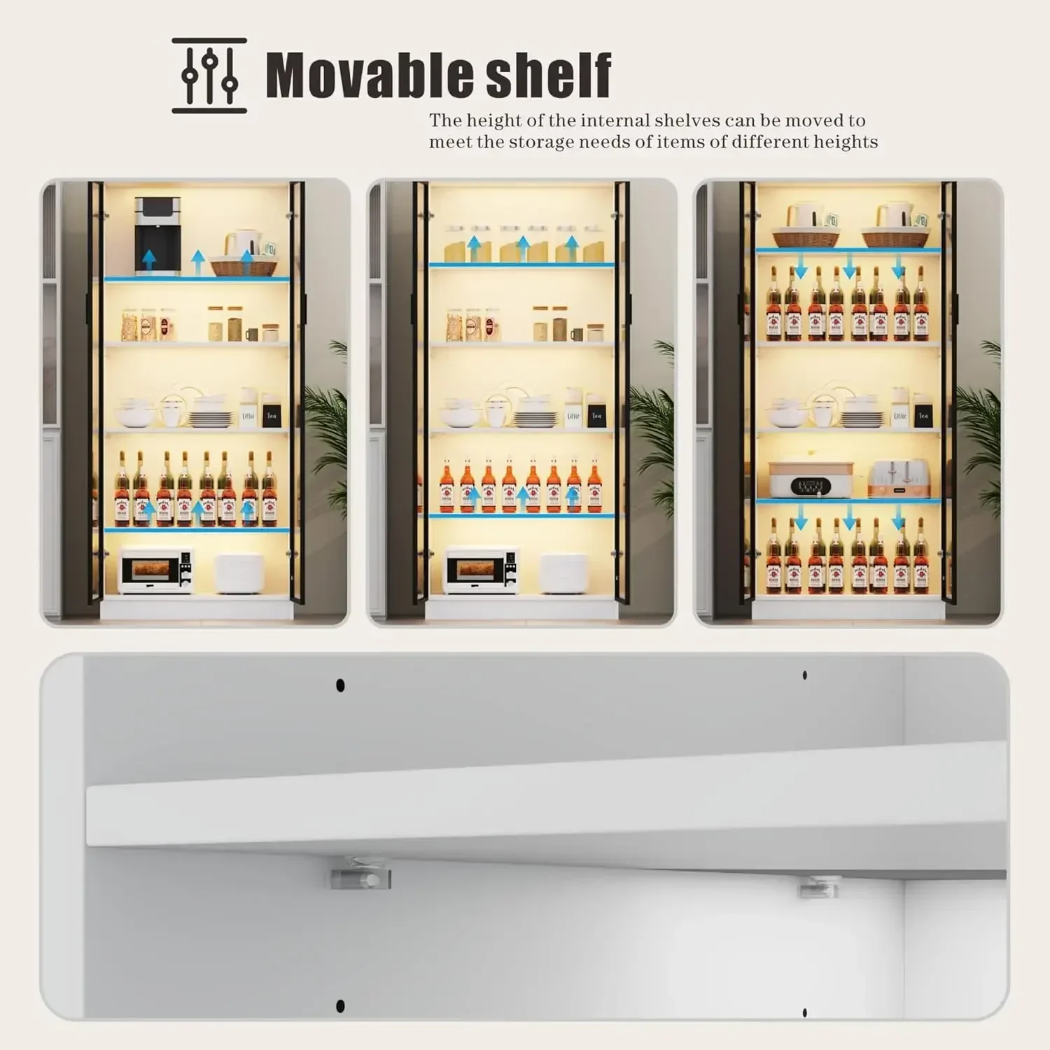 Display Cabinet with Doors and Adjustable Shelves, 65