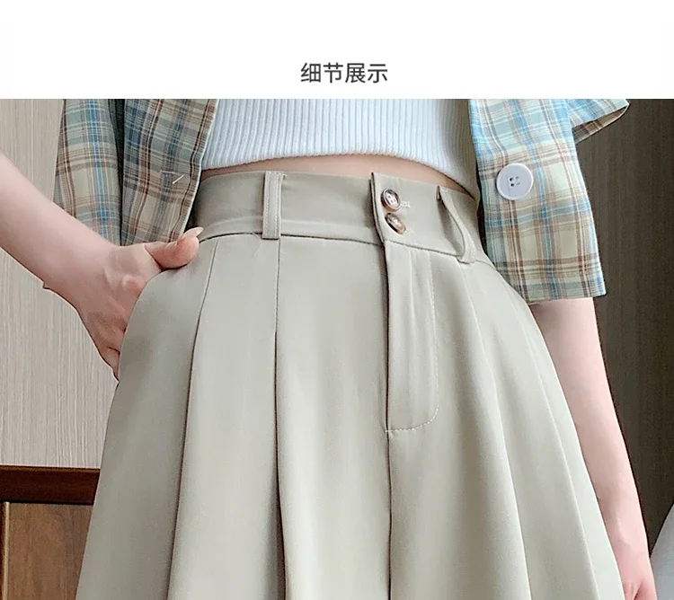 zjaiss Bauchkontrollierende, lockere, weit geschnittene Freizeit-Shorts für Damen, Sommer 2026, Neu, Hohe Taille, A-Linie, Anzug-Shorts – Detail 23