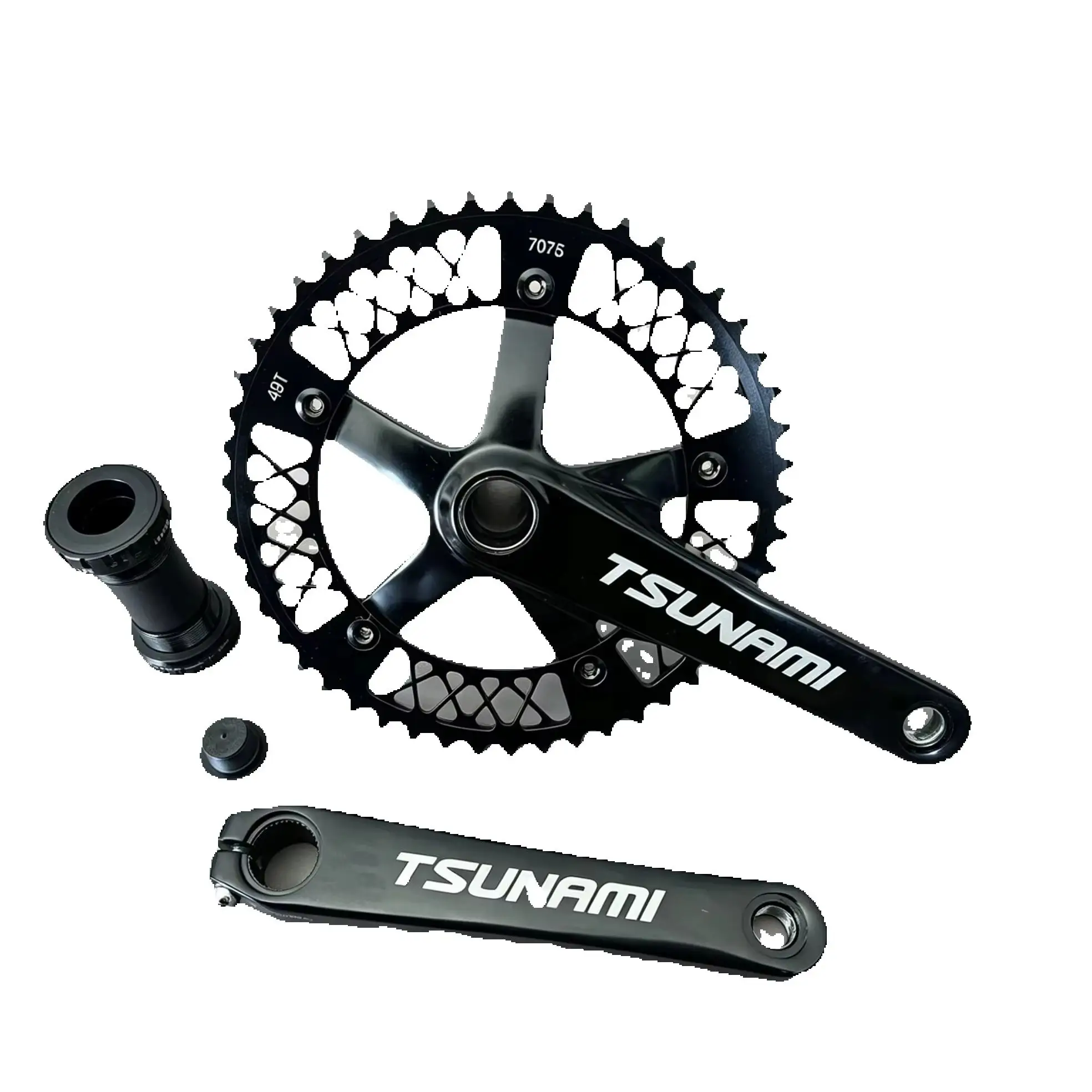 AliExpress NONE TSUNAMI Hollow Integrated Crankset 49T Chainwheel 7075 Aluminum Alloy 165mm Crank Fixed Gear Bike Parts Including B.B.
