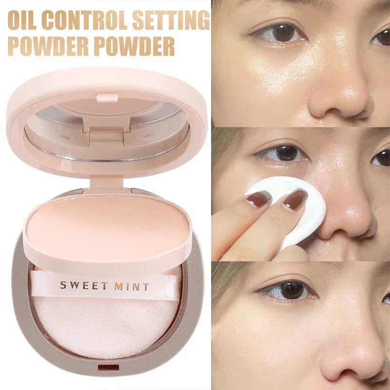 Oil-Control Concealer Pressed Powder Long Lasting Natural Brightening Invisible Pores Matte Setting Makeup Powder Face Cosmetics