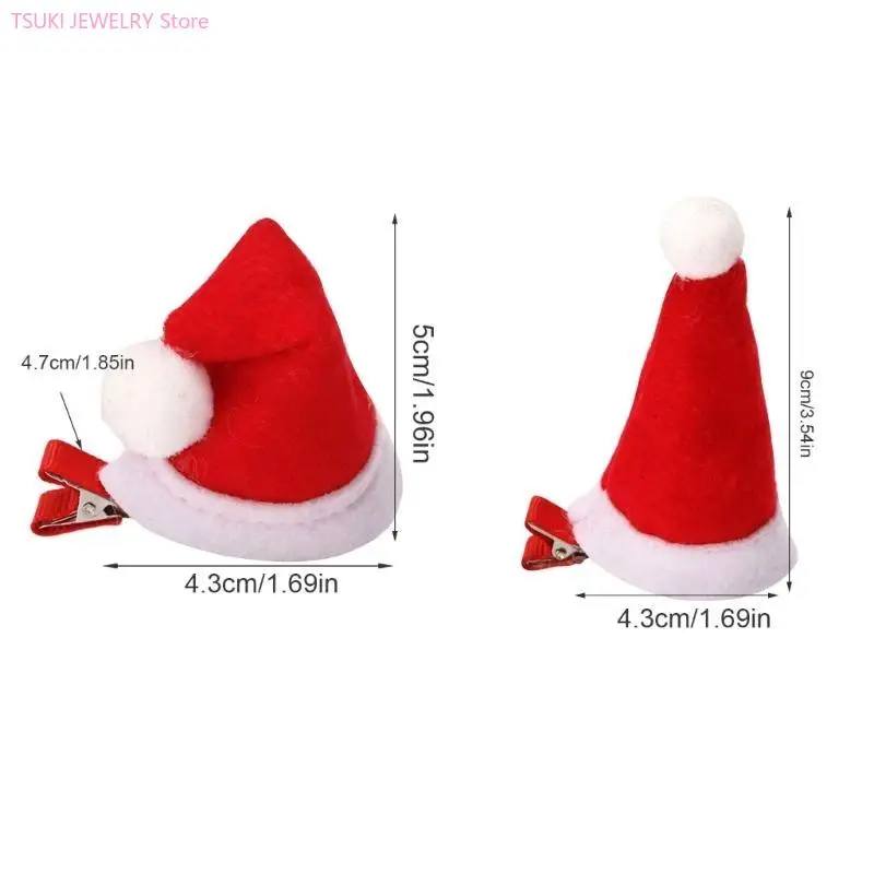 62KE عيد الميلاد قبعة الشعر كليب سانتا قبعة دبوس الشعر سانتا قبعة خوذة سانتا زي الدعامة أفخم قبعة إكسسوارات الشعر