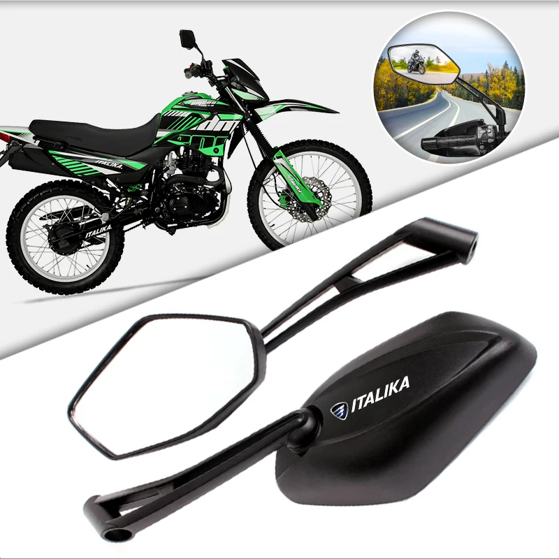 Espejos retrovisores gran angular para motocicleta, manillar retrovisor para ITALIKA XS125 XS150 WS150 GS DS150 GTS175 WS175, 2 uds.