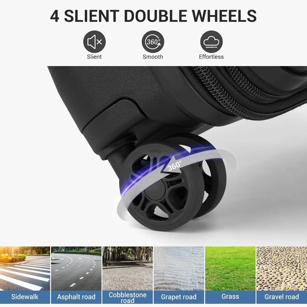 Expandable 20 Inch Spinner Luggage with Durable Hardside and Hidden Cup Holder, Lightweight for Travel