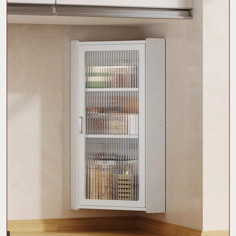 خزانة حائط للحمام منظم تخزين متعدد الطبقات مثبت على الزاوية لمستحضرات التجميل/مستحضرات التجميل رف مثبت على الحائط موفر للمساحة