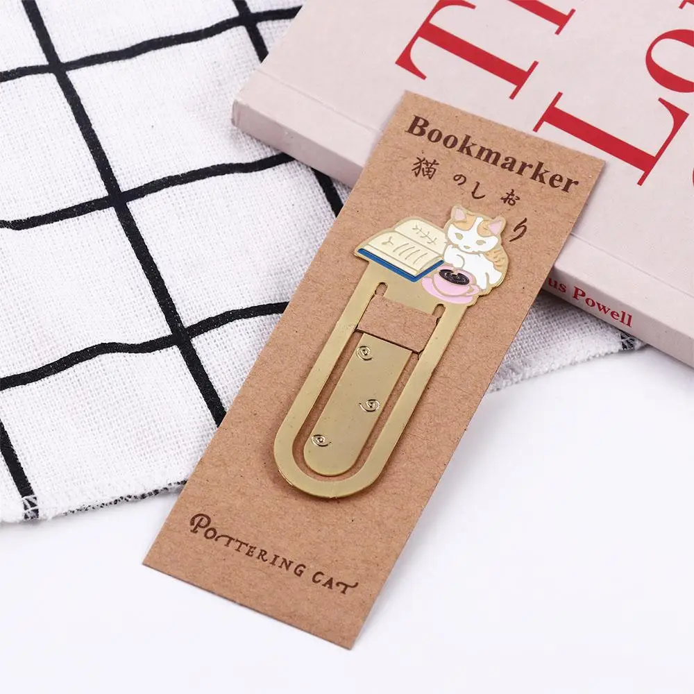 Student Gift School Animals Japanese Cartoon Reading Cat Bookmark Metal Bookmark Bookmark Kittens Book Mark