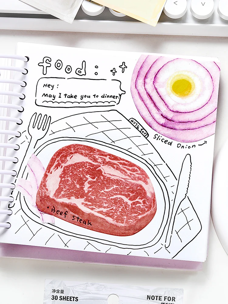 30 個かわいいアップルレモンビーフ付箋メッセージノート紙 DIY メモパッド装飾スクラップブッキング日記コラージュかわいいメモ帳