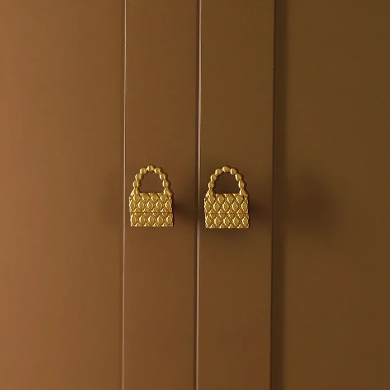 Pineapple bag solid cabinet door handle wardrobe cabinet drawer single hole gold brass handle.