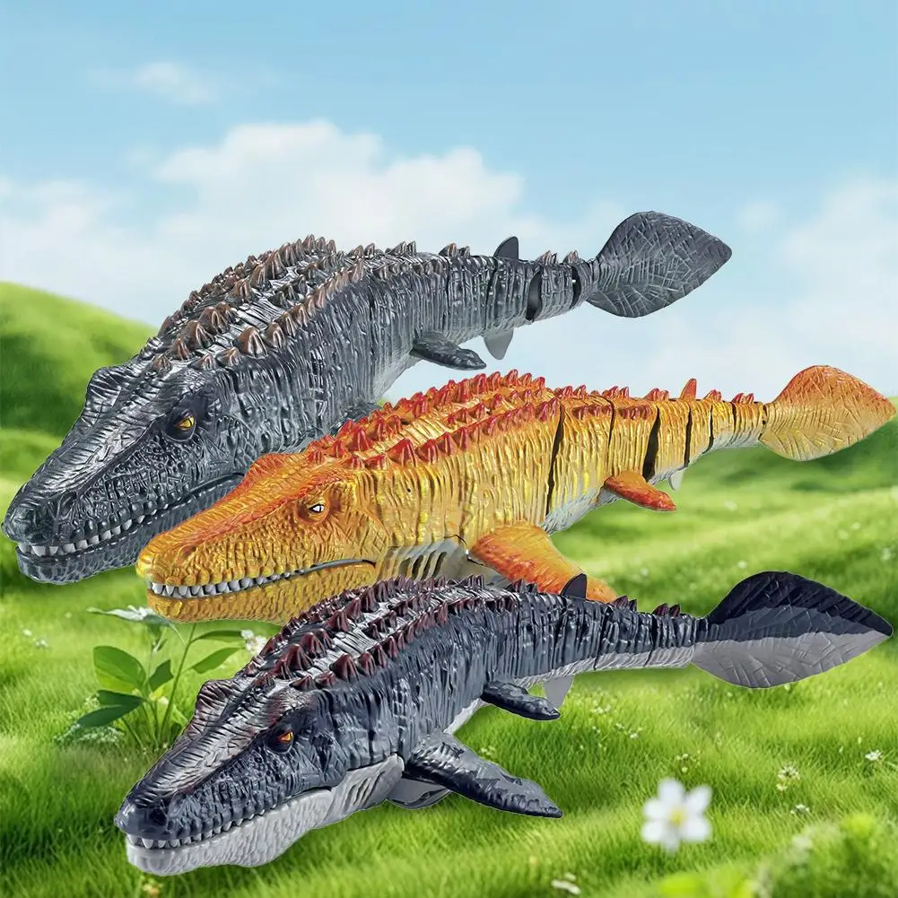 Crianças simulação dinossauro brinquedos de controle remoto balanços de pulverização de água mosasaurus dinossauro água brinquedo do banheiro para meninos t8y1