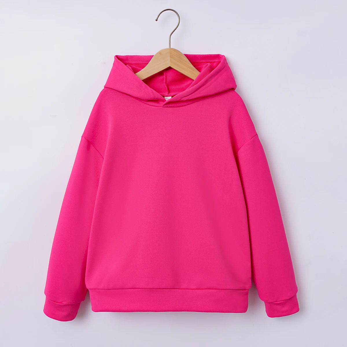 Autumn And Winter Girls  Sweater Round Neck Hooded Long Sleeve Top Fashion And Simple Warm Pink Versatile Kids