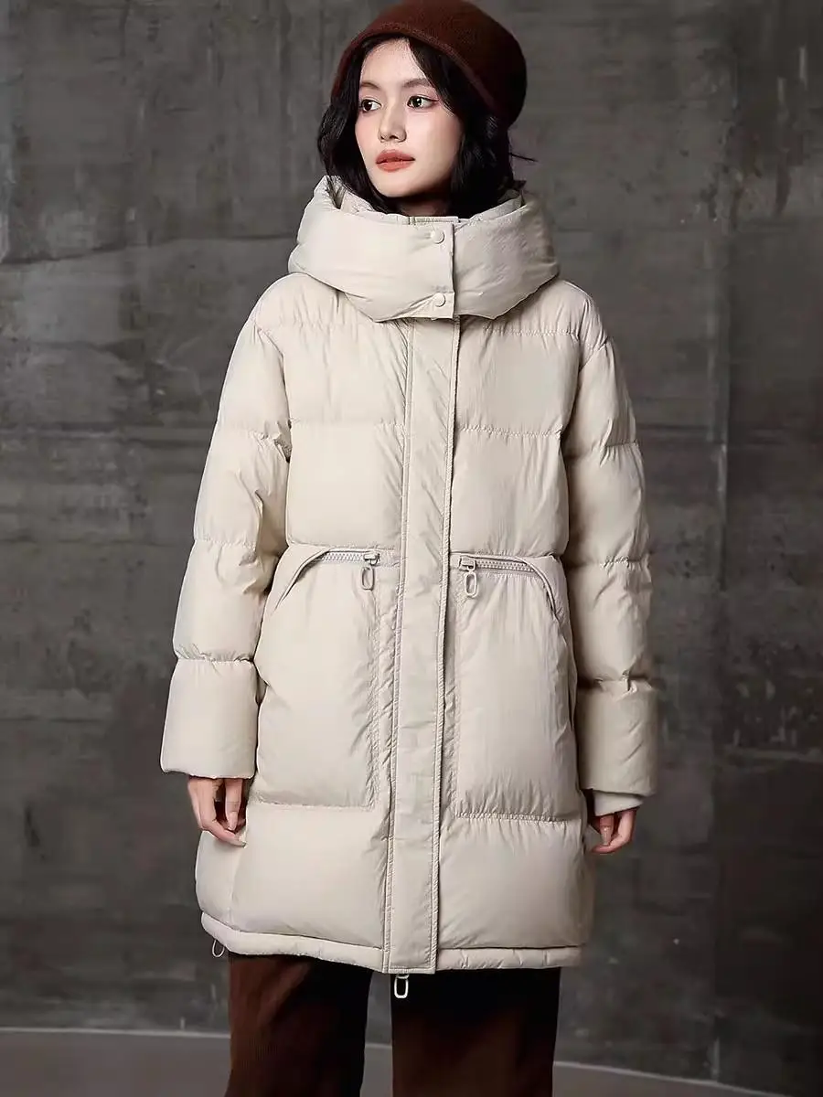2025 Autumn/winter Down Jacket Commuting Hooded White Duck Down Women's Down Jacket