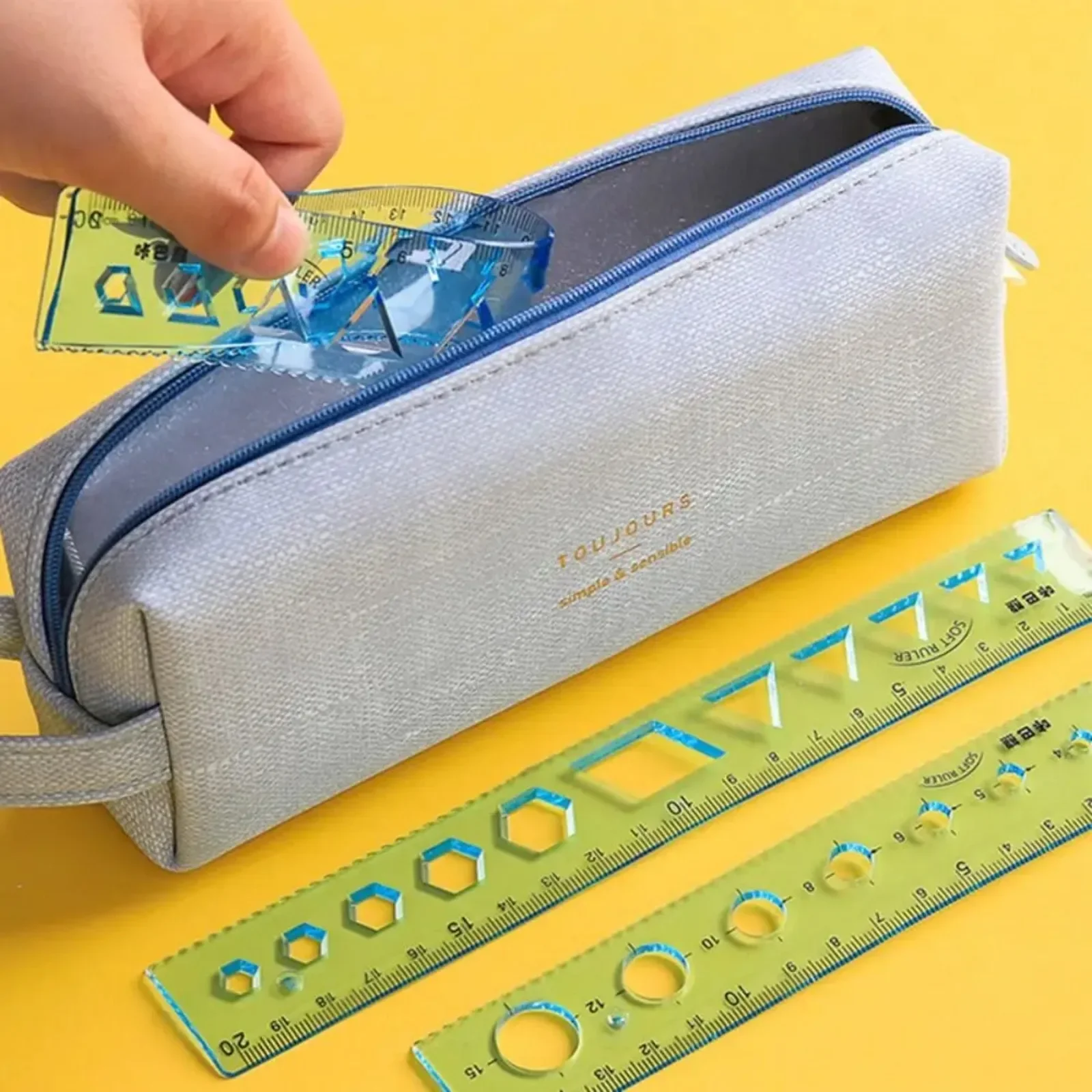 4PCS Flexible Triangle Ruler Soft Transparent 15/20cm Drawing Ruler Geometry Straight Ruler School Office Stationery