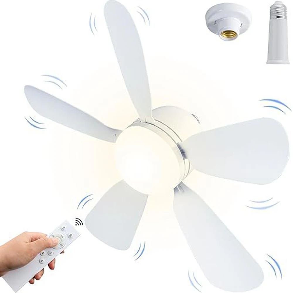 

LED Fan Light Dimmable with Remote White Ceiling Fan with Light E27 Modern Quiet Ceiling Fans with Lighting Bedroom Living Room