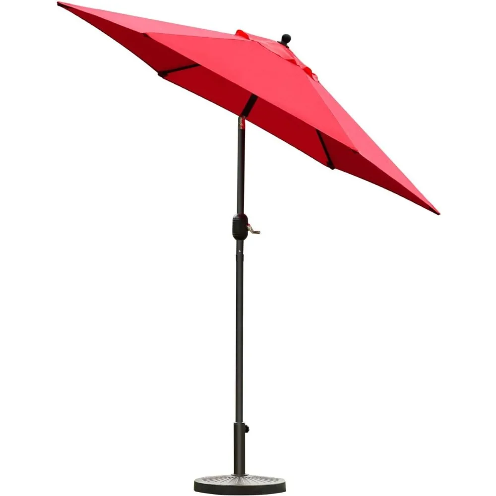 Sunnyglade-Parapluie de marché de table extérieur avec bouton poussoir, inclinaison, manivelle, 6 nervures, rouge, 7.5'