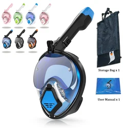 JUNHAIINS Full Face Snorkel Mask Scuba Diving Mask for Adult Goggles Underwater 180° View Transparent Swimming Sunshade Lens