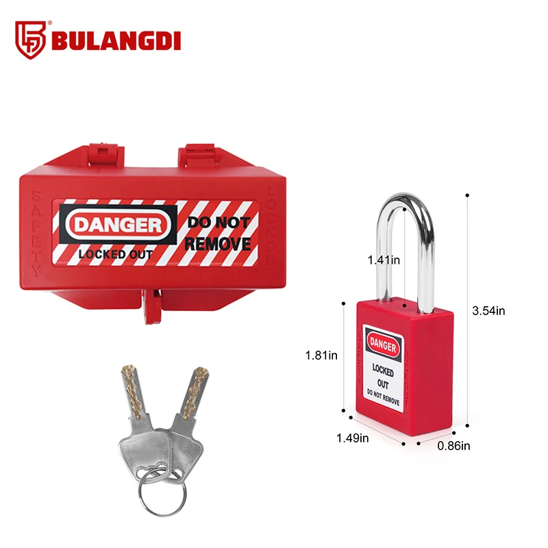 1 Set Power Plug Lockout Tagout with Safety Padlock for 110V Electrical Plug Cord Lock 38mm Steel Loto Locks with 2 Keys
