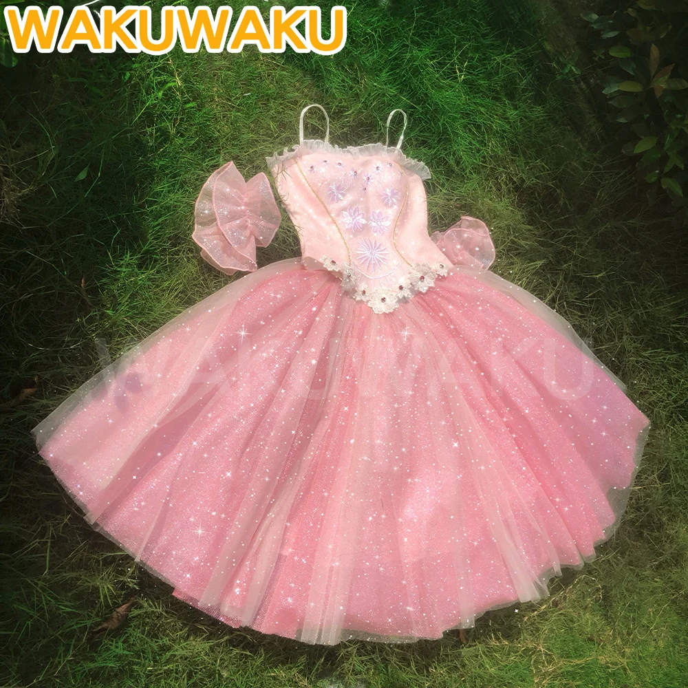 【Erste Lieferung im Dezember.】Damen Prinzessinnen-Cosplay-Kleid WakuWaku-R Mädchen Traumhafte Prinzessin Rosa Kleid mit Umhang für Halloween