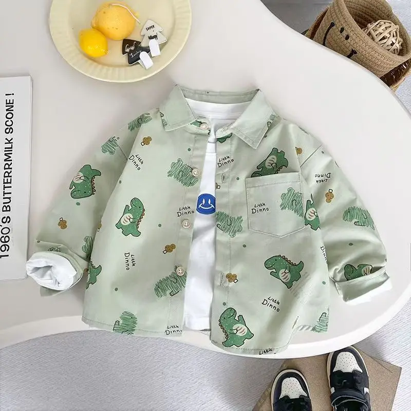IENENS Kids Baby Boys Cartoon Shirt Tops Children Casual Wear Cotton T-shirt Clothes Blouse Infant Toddler Tee Shirts 1-5 Years