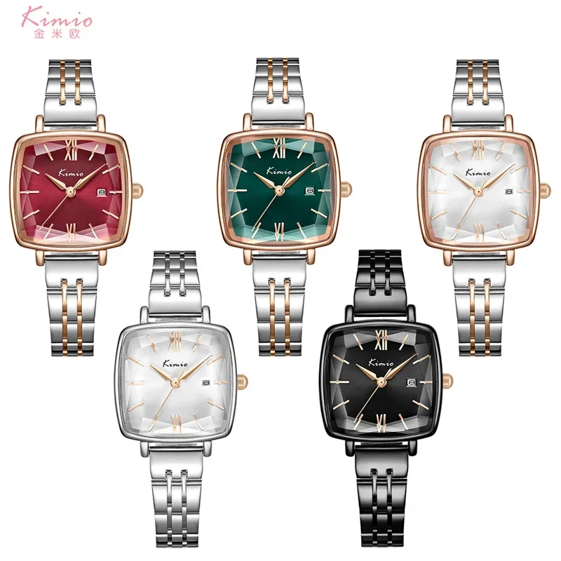 KIMIO Fashion Women Watch Square Waterproof Ladies Wristwatch JAP Quartz Watch Movement Luxury Stainless Steel Strap Female Cloc