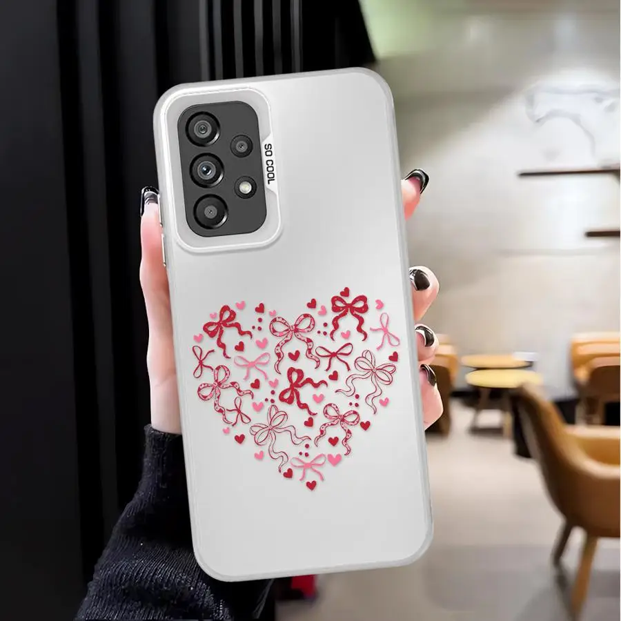Case for Samsung Galaxy A04 A05 A06 A07 A10 A20 A50 A03 A72 A71 A56 A51 A52 A54 Back Phone Cover Red BowHeart