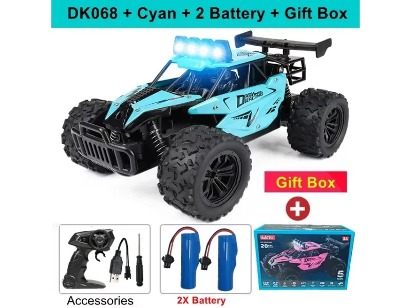 1:16 4WD RC Car 2.4G High‑Speed Alloy Off‑Road Truck With LED Light Remote Control Drift Climbing Vehicle Toy Gift for Kids`