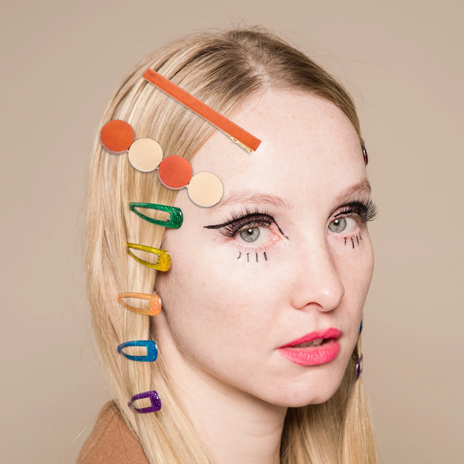 

2Pcs Wooden Clip Set Retro French Hair Clips Style Colorful Accessories for Girls Women Hair Care Styling Tool