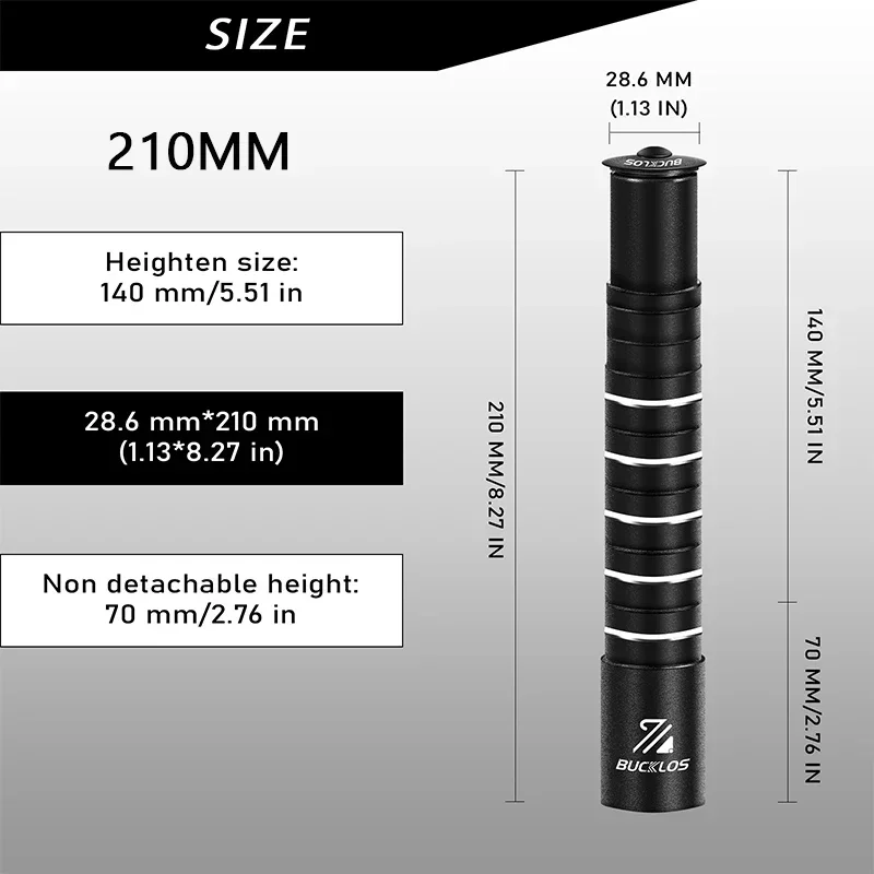 BUCKLOS Fahrrad Vorbau Höhe Extender 100/120/135/180/210 MM Aluminium Legierung Lenker Rise Up Adapter 28,6mm Zyklus Zubehör
