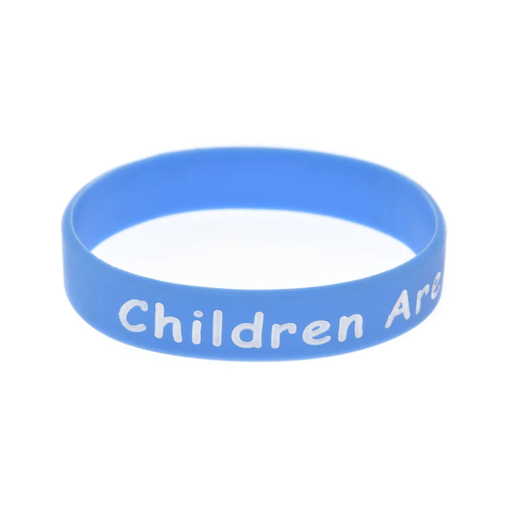 1 Stück blaues Silikonarmband „Kinder sind nett“ – Geschenk für Schüler, inspirierender Armreif – Detail 8