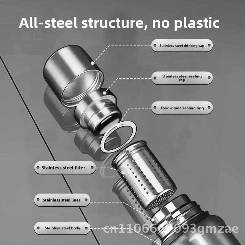 

Большой емкости из нержавеющей стали с вакуумной изоляцией, термопот, портативный дорожный чайник, чашка-сепаратор для чая для мужчин и женщин