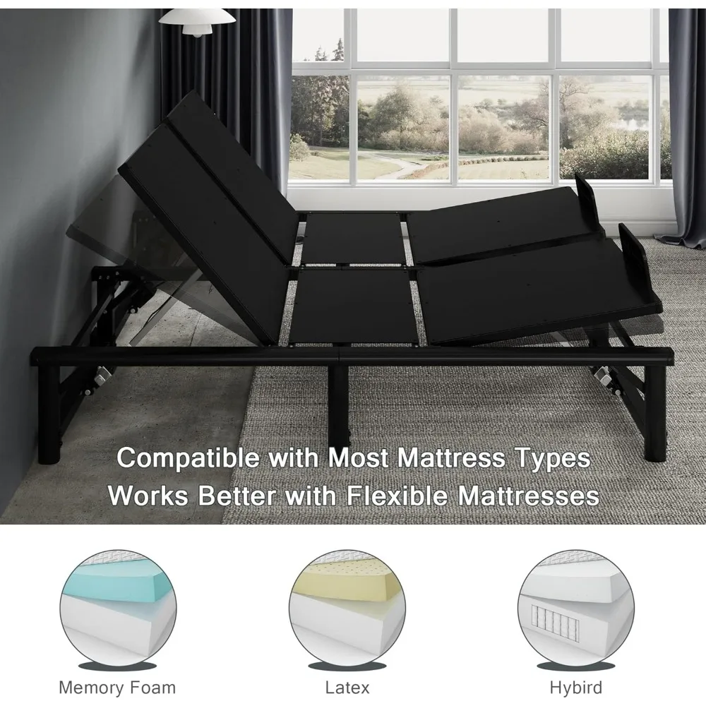 King Adjustable Bed Frame, Electric Bed Base with Quiet Motor, Independent Head and Foot Incline