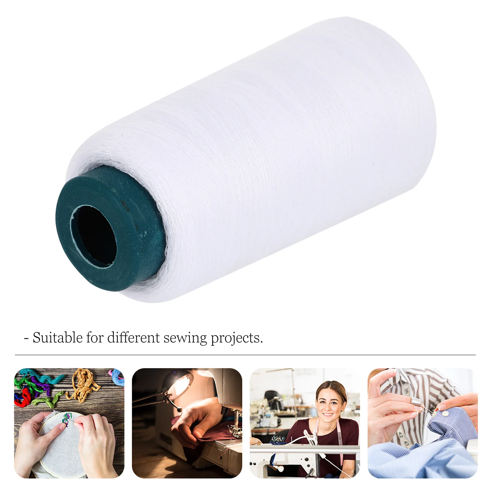 

3000 Yards Bleached White Polyester Sewing Thread High Strength Durable Sewing Machine Thread for Garments Curtains Home