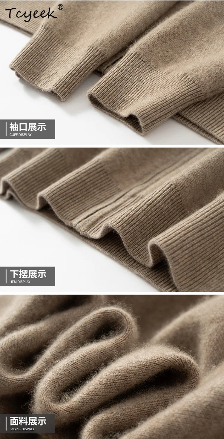 Tcyeek, 35%Cashmere Soft Cardigan , Men's Zipper Long Sleeve, Business Casual Warm Thick Sweater, 2024 Autumn Winter T47916QC