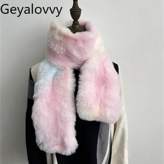 

Зимний новый пушистый теплый длинный плюшевый шарф в японском стиле, милые милые гетры для девочек, универсальные мягкие шарфы с градиентом