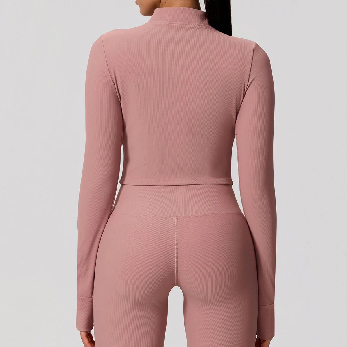Hearuisavy Solid Color Zip Up Sports Jacket Women Running Long Sleeve Yoga Tops Gym Sportswear Quick Dry Breathable Fitness Coat