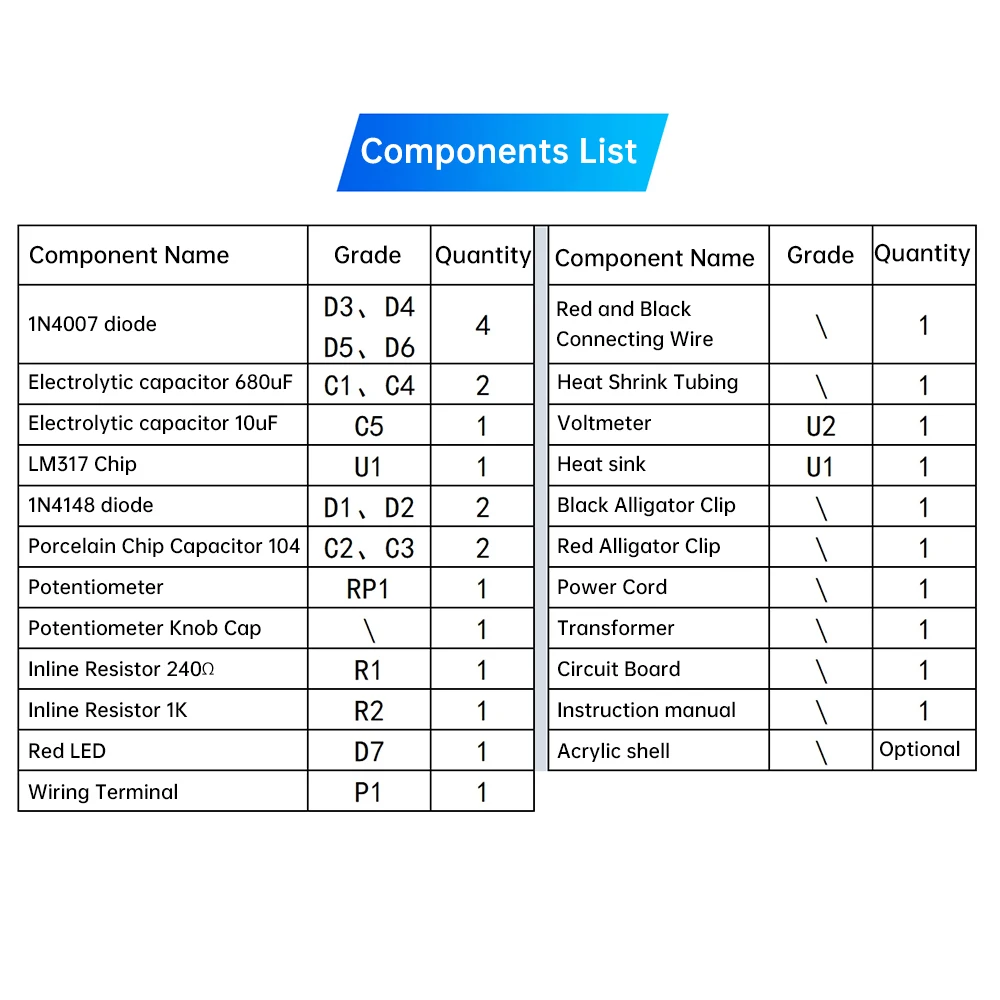 110V/220V to DC 1.25V-12V Adjustable Regulated Power Supply Diy Loose Part LED Digital Display Welding Practice Teaching Kit