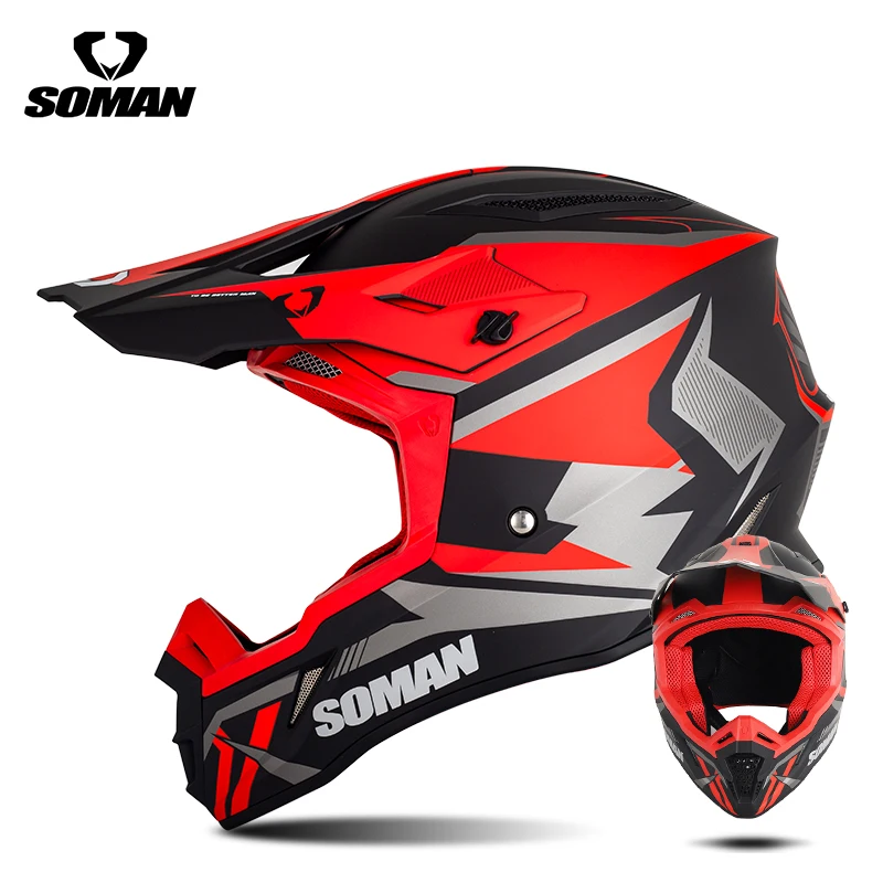 DOT SOMAN MOTOCROSS HELMET DUAL SPORT MOTOR CYCLE CASCO M11 - Image 5